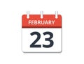 February, 23rd calendar icon vector, concept of schedule, business and tasks