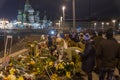 February 25, 2018, RUSSIA, MOSCOW. Memorial to Boris Nemtsov in the center of Moscow, Bolshoy Moskovretsky Bridge, Russia.