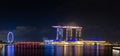 2019 February 28, Singapore - Cityscape night scenery of colorful the buildings in downtown