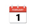 February, 1st calendar icon vector, concept of schedule, business and tasks Royalty Free Stock Photo