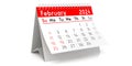 February 2024 - table calendar - 3D illustration