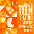 February is Teen Dating Violence Awareness Month. Holiday concept. Template for background, banner, card, poster with