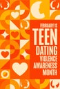 February is Teen Dating Violence Awareness Month. Holiday concept. Template for background, banner, card, poster with