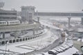 Snow covered infrastructure at JFK airport, New York City Royalty Free Stock Photo