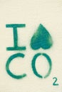 Environmental graffiti on a wall: I hate CO2 (portrait)