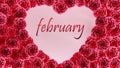 February text on roses heart frame Royalty Free Stock Photo