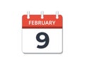 February, 9th calendar icon vector, concept of schedule, business and tasks Royalty Free Stock Photo