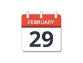 February, 29th calendar icon vector, concept of schedule, business and tasks