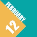 february 12th. Day 12 of month,illustration of date inscription on orange and blue background winter month, day of the