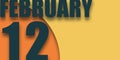 february 12th. Day 12 of month,illustration of date inscription on orange and blue background winter month, day of the