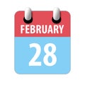 february 28th. Day 28 of month,Simple calendar icon on white background. Planning. Time management. Set of calendar icons for web