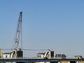 2017 February 18. Tokyo Japan. a top part of Edokawa river water barrier control building on summer season