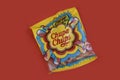February 9, 2022 Ukraine city Kyiv taste original candy lollipop Chupa Chups a colored background