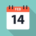 14 February Valentine s Day Calendar Icon. Vector Illustration EPS10 Royalty Free Stock Photo