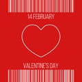 14 february - valentine`s day, greetings in shopping receipt