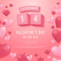 14 February, Valentine`s day sale banner.