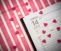 14 february valentines day on calendar