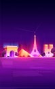 Paris landmarks, France city skyline background