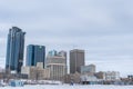 11 February 2023 - Winnipeg Manitoba Canada - Downtown Winnipeg city skyline view