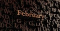February - Wooden 3D rendered letters/message