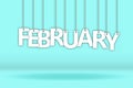 FEBRUARY. The word consists of letters hanging on a rope