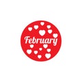 february word with hearts
