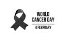 4 February , World Cancer Day with ribbon black and white color for campaign poster about cancer