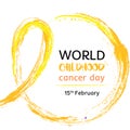 15 of February World Childhood Cancer Day vector illustration. Tape for the World Children`s Day cancer patients