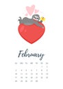 February 2019 year calendar page