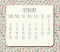 February year 2019 monthly calendar