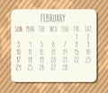 February year 2019 vintage monthly calendar