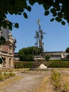 Fountain in a backyard in Fecamp on a sunny day Royalty Free Stock Photo
