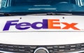 Fed Ex on front of a delivery Truck Royalty Free Stock Photo