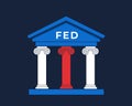 FED and Federal reserve bank - classicist building with title on the gable wall. Royalty Free Stock Photo