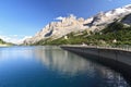 Fedaia lake and Marmolada glacier Royalty Free Stock Photo