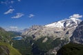 Fedaia lake with Marmolada mount Royalty Free Stock Photo