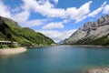 The Fedaia Reservoir in the Dolomites in South Tyrol Royalty Free Stock Photo