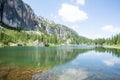 Federa alpine lake landscape, italian dolomites panorama Royalty Free Stock Photo