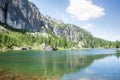 Federa alpine lake landscape, italian dolomites panorama Royalty Free Stock Photo