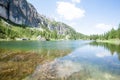 Federa alpine lake landscape, italian dolomites panorama Royalty Free Stock Photo