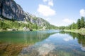 Federa alpine lake landscape, italian dolomites panorama Royalty Free Stock Photo