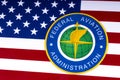 Federal Aviation Administration Logo and US Flag Royalty Free Stock Photo