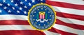 Federal Bureau of Investigation flag United States USA FBI flag waving in wind. National Security FBI Federal Bureau of Royalty Free Stock Photo