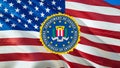 Federal Bureau of Investigation flag United States USA FBI flag waving in wind. National Security FBI Federal Bureau of Royalty Free Stock Photo