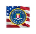 Federal Bureau of Investigation flag United States USA FBI flag waving in wind. National Security FBI Federal Bureau of Royalty Free Stock Photo