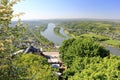 Panarama view from the Drachenfels to the river Rhine. Bonn, Germany. Royalty Free Stock Photo