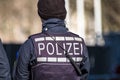 German Federal police officer woman protecting the city