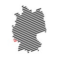 Federal State Saarland on striped map of Germany