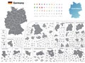 Federal states of Germany map with administrative districts and subdivisions