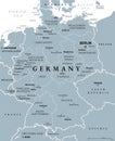 Germany, officially the Federal Republic of Germany, gray political map